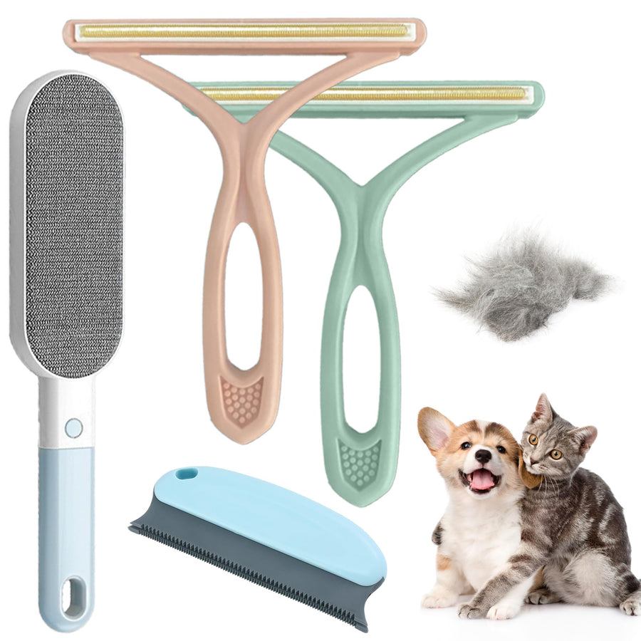 4 Pcs Pet Hair Remover for Couch Dog and Cat 4-in-1 Hair Remover for Couch Pet Hair Removal Tool Portable Carpet Scraper and Brush for Carpet Furniture Blanket Clothes Bedding Car Mat